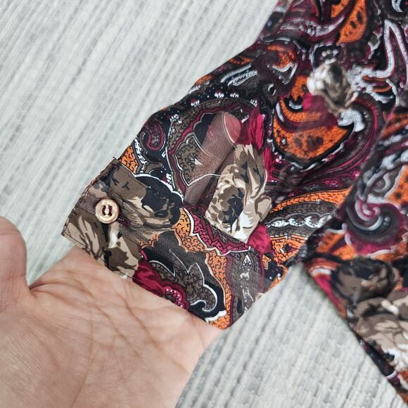 Vintage Nicola Blouse Womens 8 Sheer Striped Tie Neck Long Sleeve Career Holiday - Picture 3 of 9